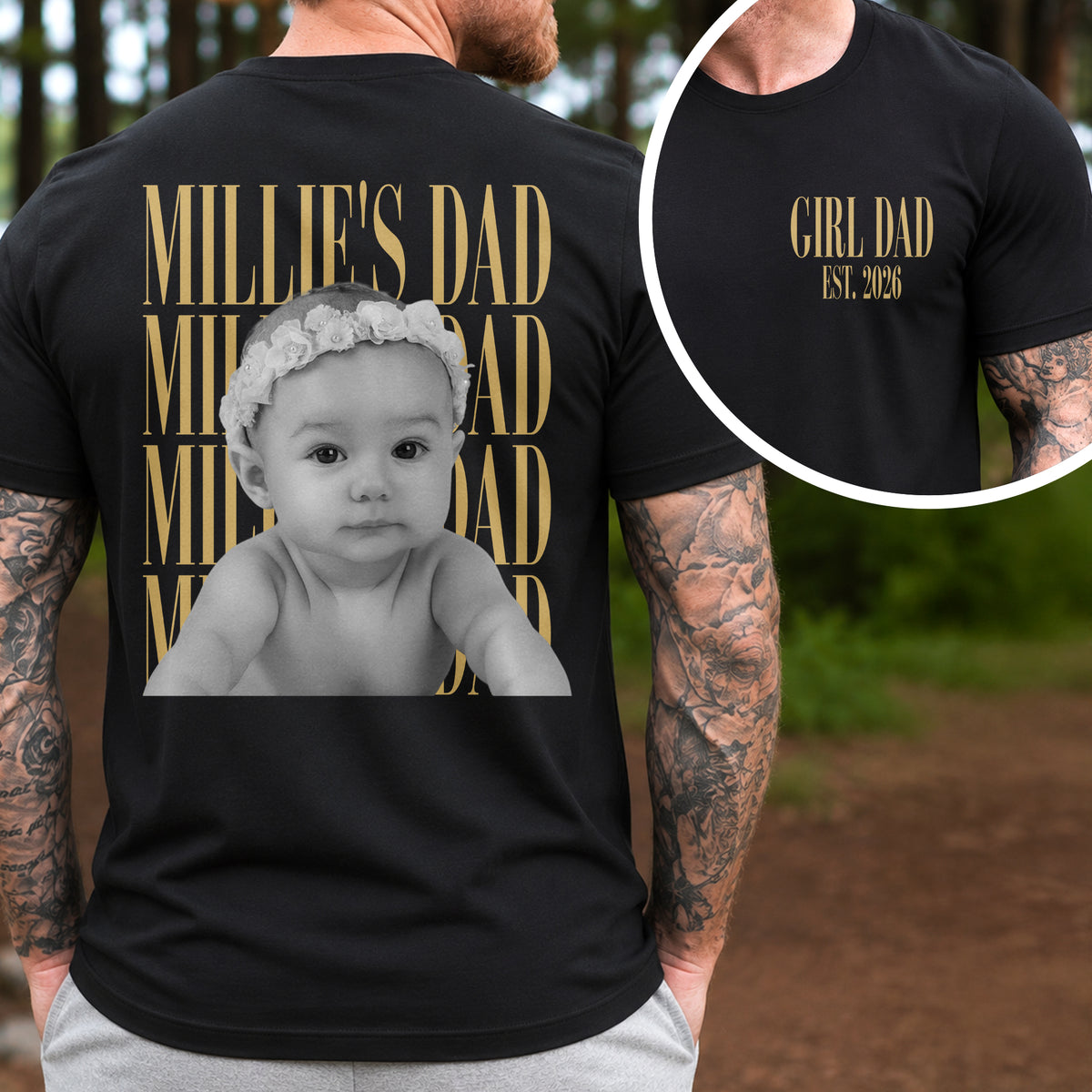 Personalized Vintage Photo Dad, Mom, Grandpa, Grandma Family Front & Back Dark Shirt HA75 921572