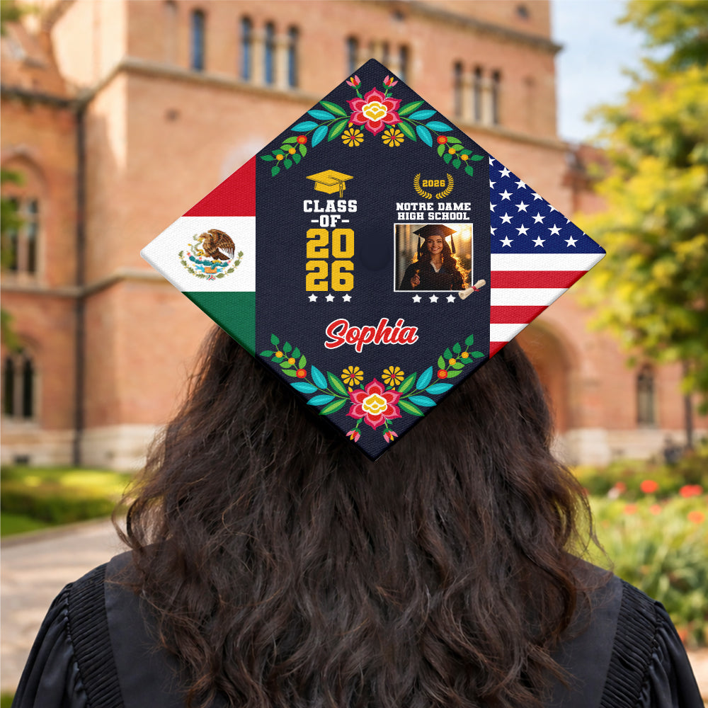 Personalized Country Flag Graduation Cap Topper Class of 2026 Gift CH07 910900