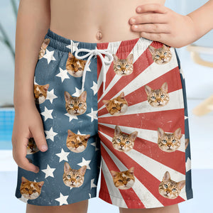 Custom Dog Photo With Us Flag Beach Short For Kid TH10 894103