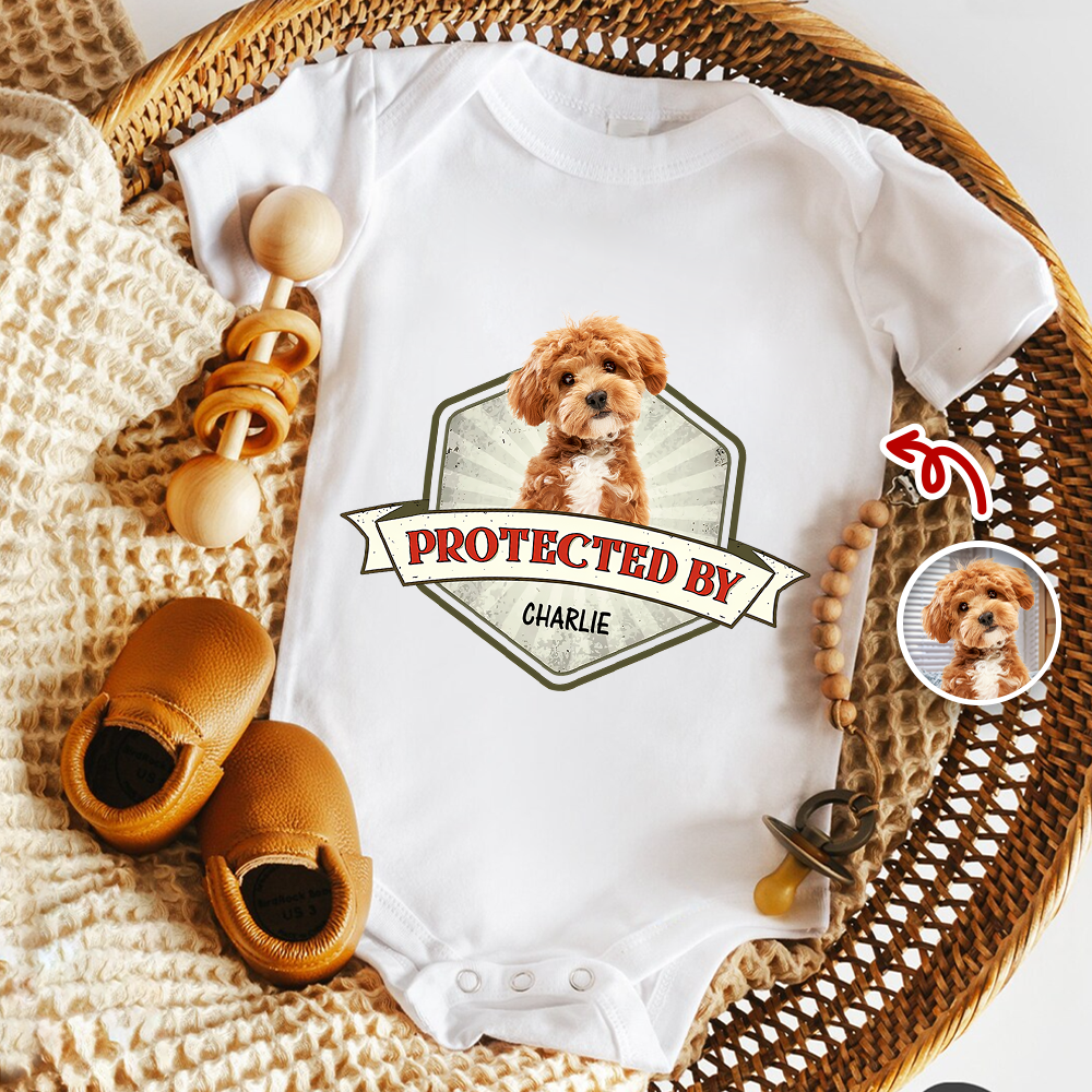 Custom Photo Protected By Dog Baby Onesie For Dog Lovers LM32 895033
