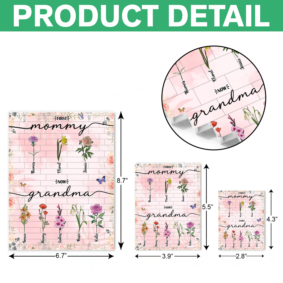 Personalized First Mom Now Grandma Birth Flower Bouquet Building Brick Blocks Mother's Day Gift HA75 920636