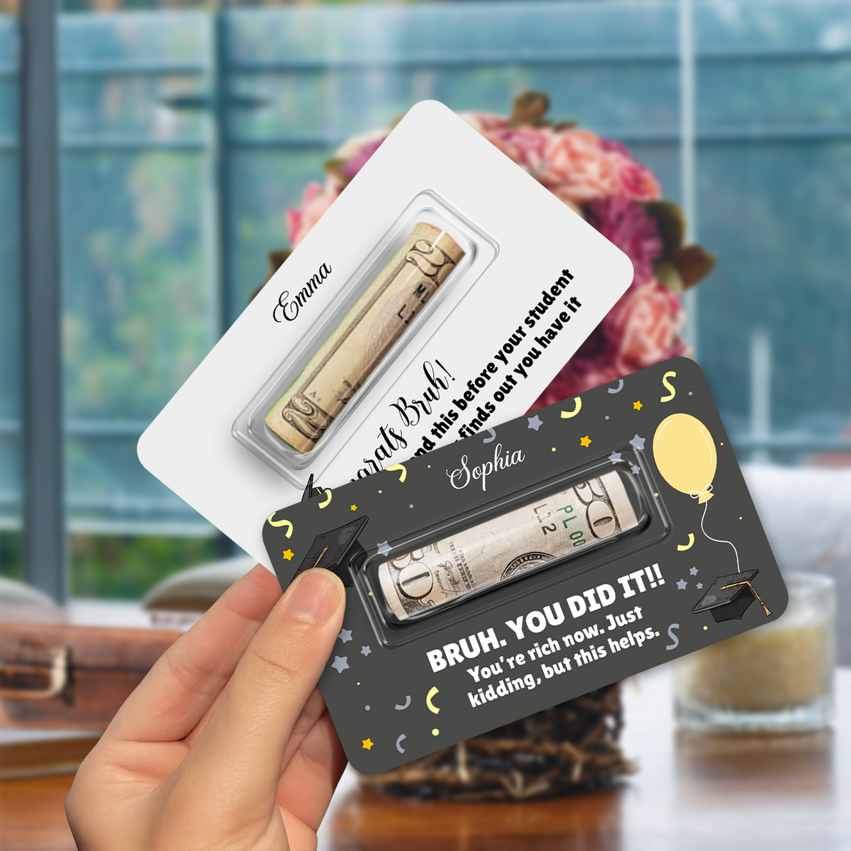 Custom Name Funny Graduation Money Card Holder - Personalized Class of 2026 Cash Gift Holder CH07 895582