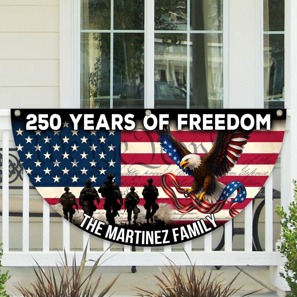 Custom Family Name 250 Years of Freedom Non-Pleated Fan Flag HA75 920364