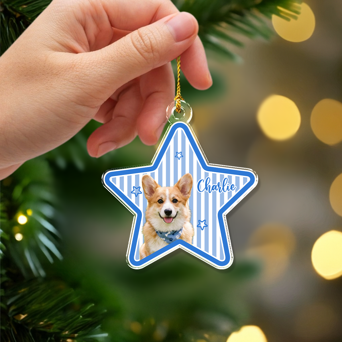 Custom Dog Photo Star Flower Shape Acrylic Ornament, Personalized Pet Keepsake CH07 180400
