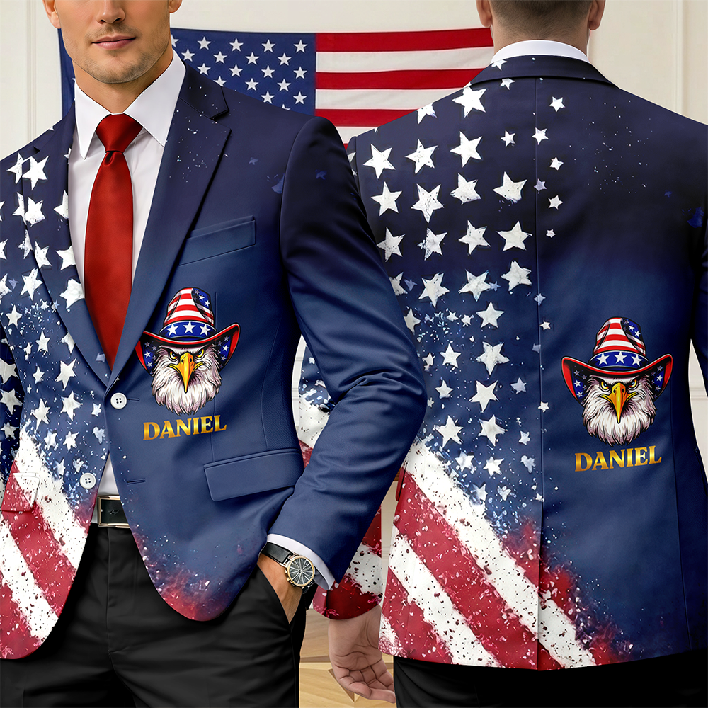 Custom Name American Pride Patriotic 250th Anniversary Eagle Men's Suit HO82 902062