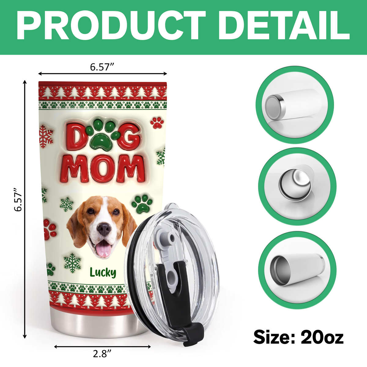 Dog Mom Christmas – Personalized 3D Inflated Effect Tumbler  Gifts For Dog Lovers CH07 896890