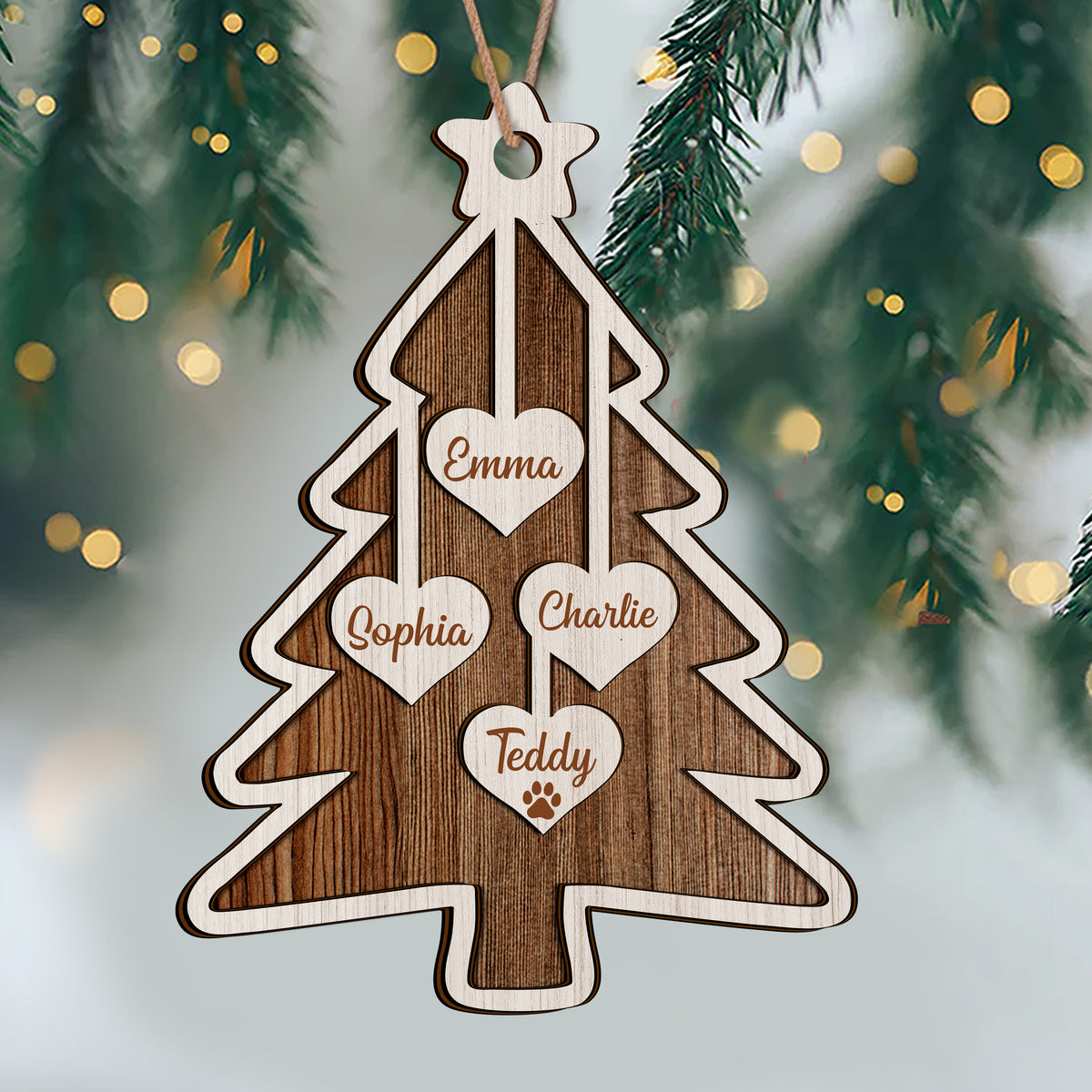 Personalized Family Name Christmas Layer Wood Ornament Gift For Family TH10 896481