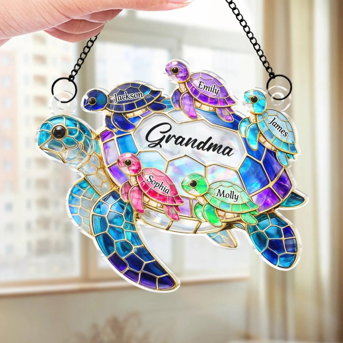Personalized Turtle Window Hanging Suncatcher Ornament - Gift For Mother's Day HO82 902134