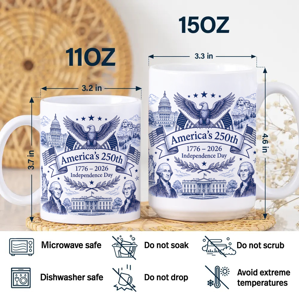 America 250th Anniversary Mug, USA 1776-2026 Patriotic Gift TH10 170187