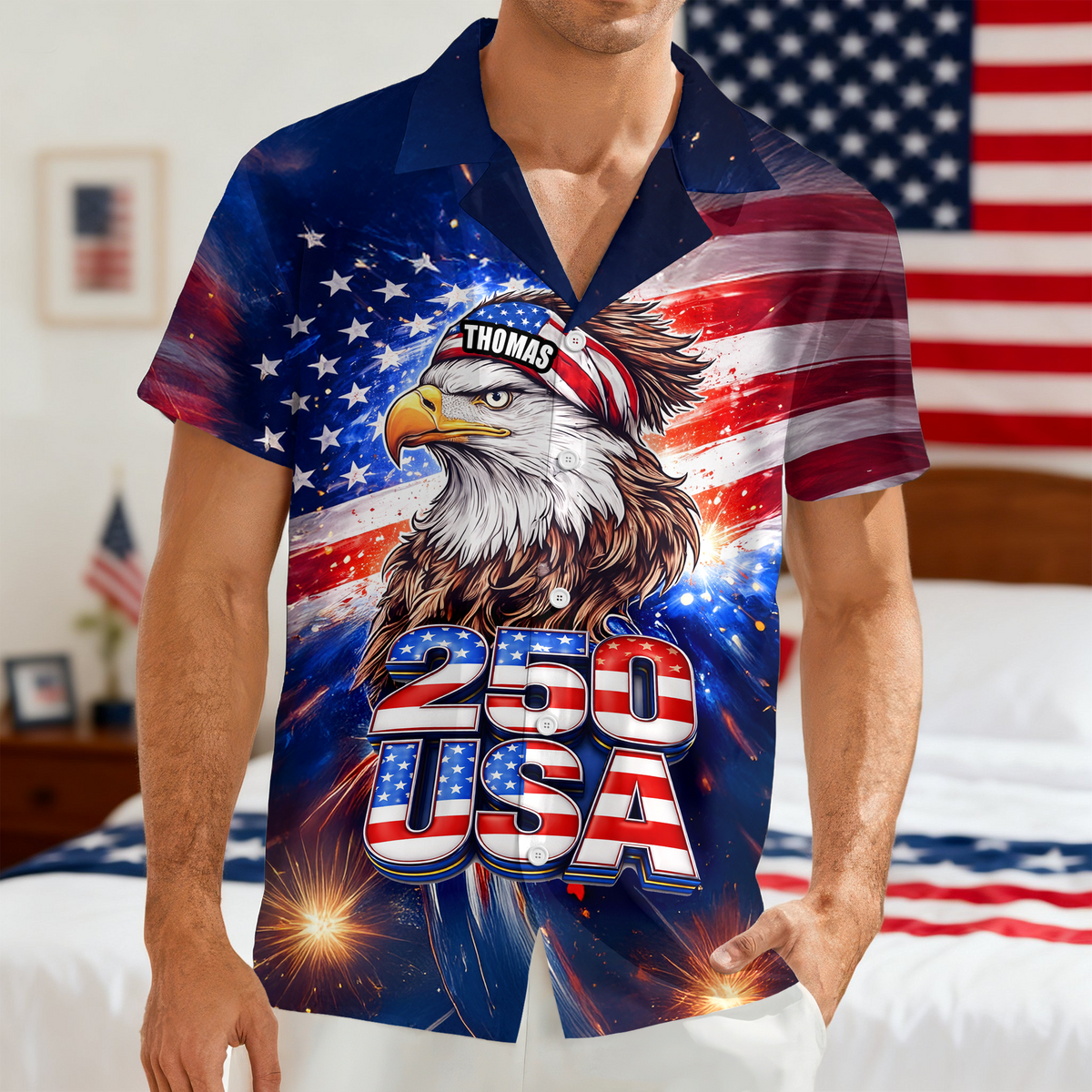 Personalized Name America 250 Eagle Patriotic Hawaii Shirt HA75 921008