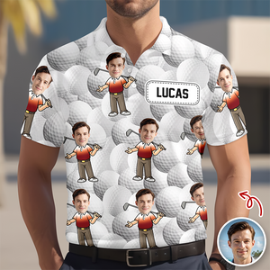 Custom Funny Face Photo Golf Polo Shirt Gift For Golfer, Golf Lovers LM32 897649