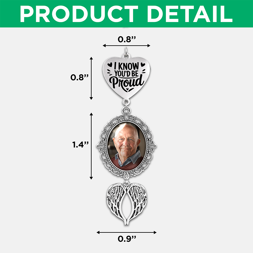 Custom Photo You Are Always In My Heart Memorial Personalized Graduation Tassel Heart & Angel Wing Charm HA75 920826