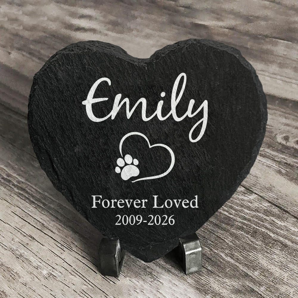 Custom Name Dog & Cat Memorial Grave Marker Heart Shaped Stone HO82 902432