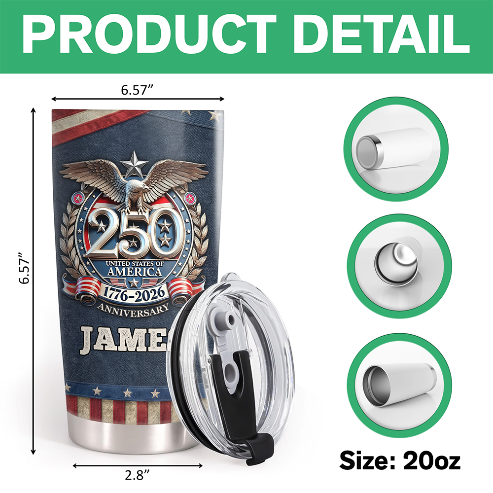 USA Eagles 250th Anniversary Semiquincentennial 1776-2026 Fat Tumbler CH07 910588
