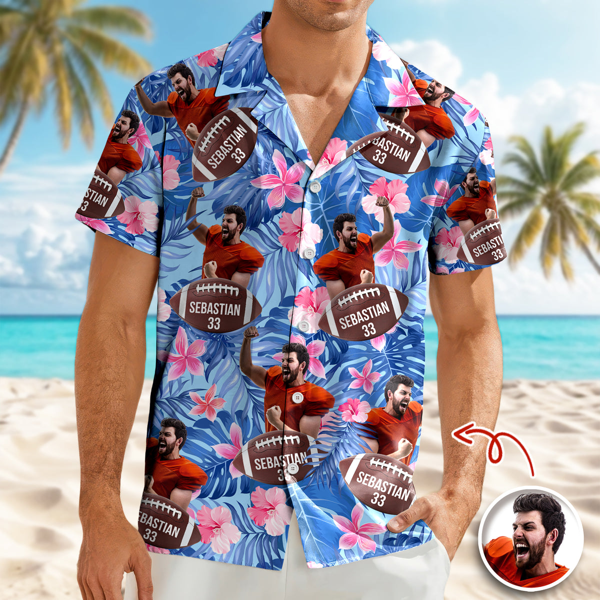 Personalized American Football With Tropical Pattern Hawaiian Shirt HO82 901176