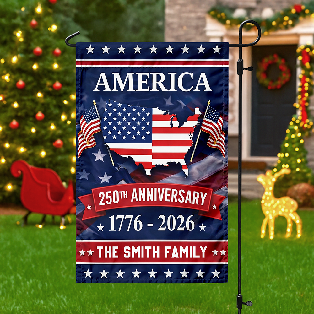 Custom Family Name America 250th Anniversary Garden Flag TH10 898825