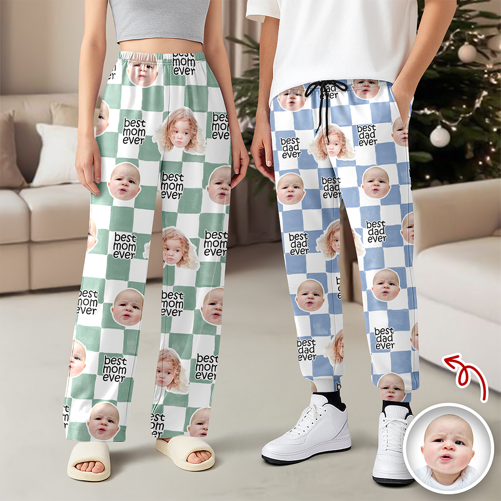 Custom Baby Face Best Dad, Mom Ever Retro Sweatpants - Gift for Parents, Father's Day LM32 669009