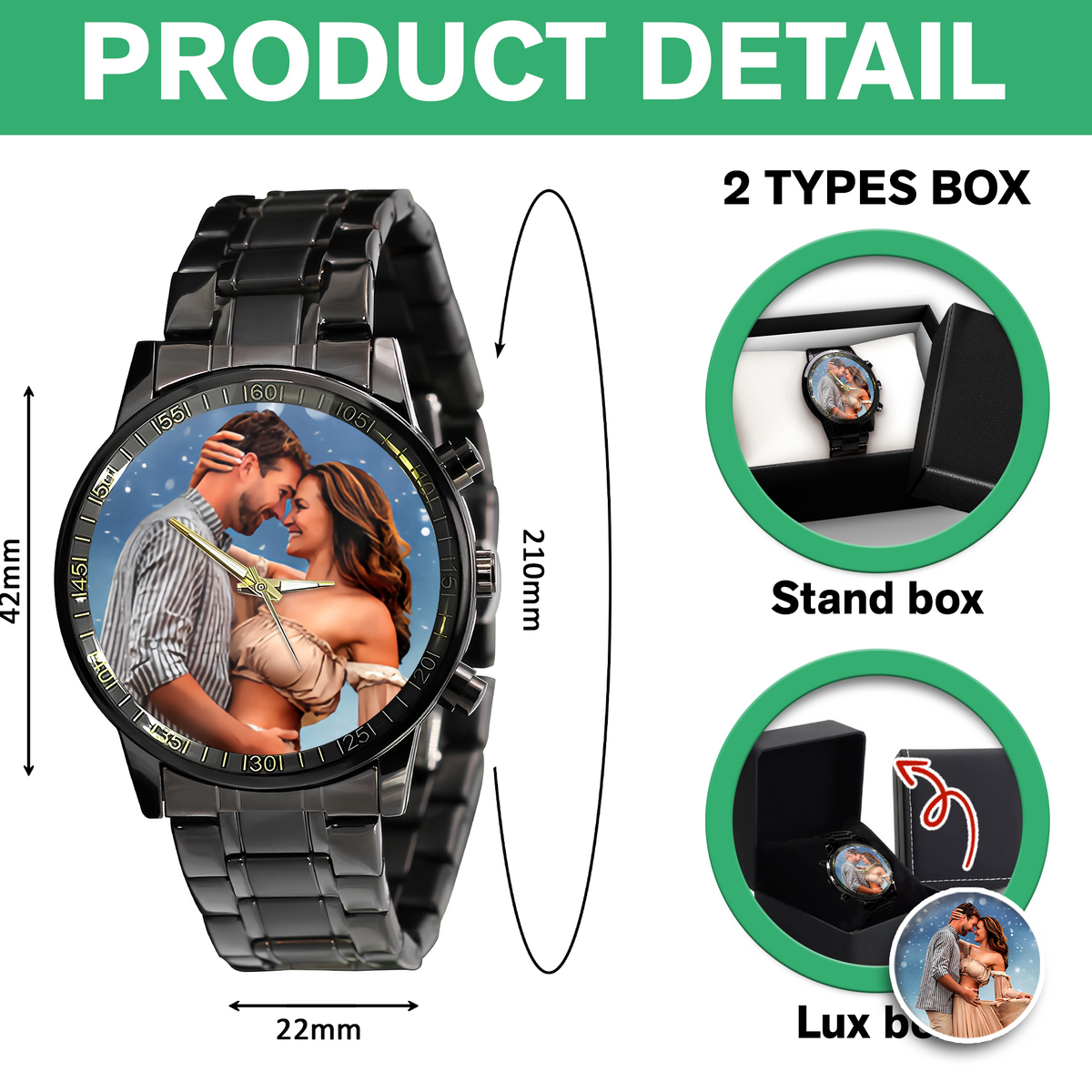 Custom Couple Photo Men's Wrist Watch Gift For Boyfriend, Husband TH10 898451