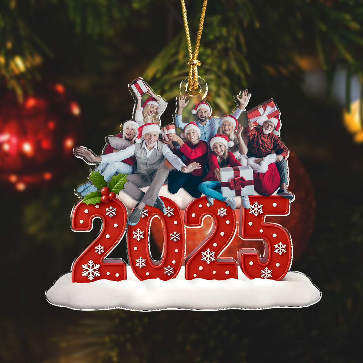 Custom Family Photo Acrylic Ornament Christmas Gifts For Dad, Mom, Grandpa, Grandma HA75 897928