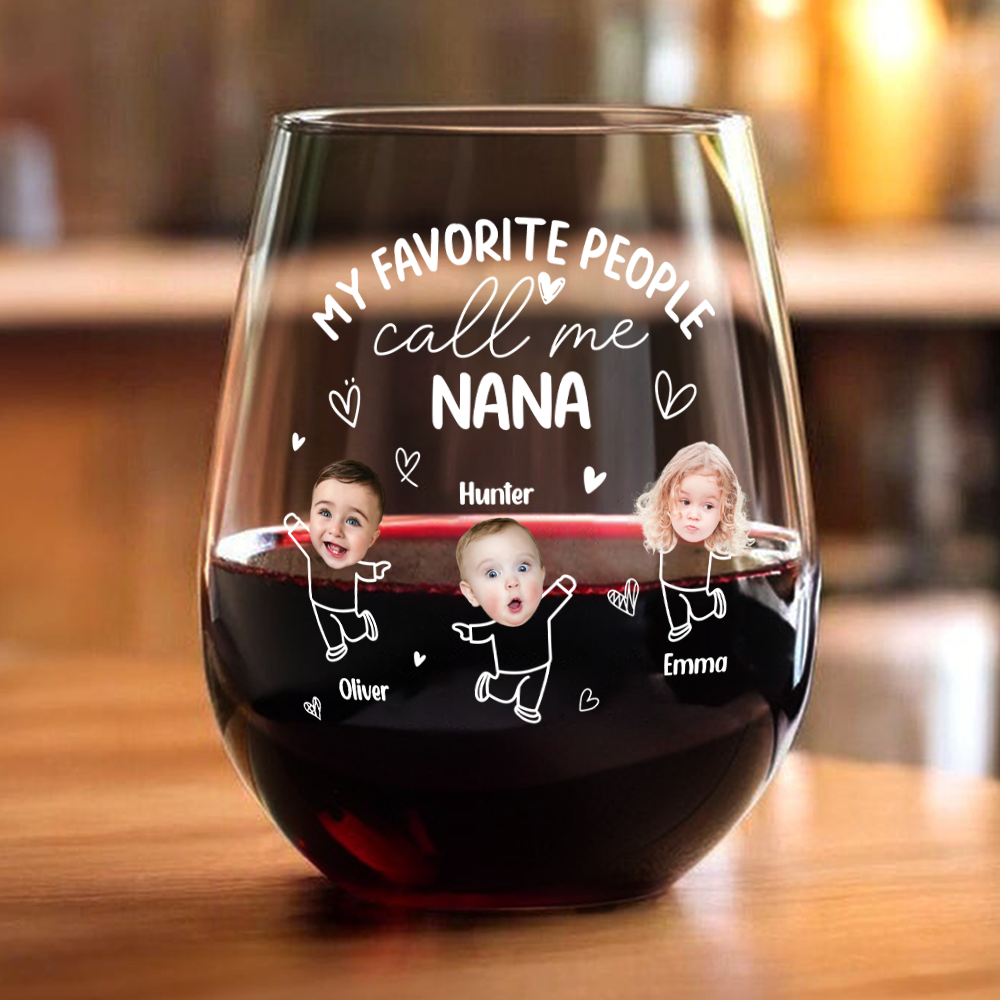 Custom Photo My Favorite People Call Me Grandma, Mom Wine Glass HA75 892294