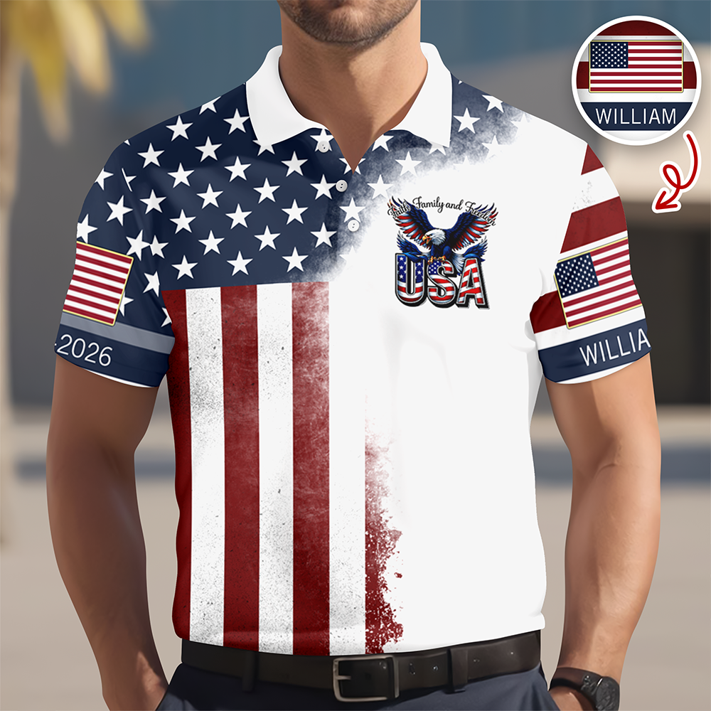 Custom Name 250th United States Of America 1776–2026 Anniversary Patriotic Polo Shirt HO82 901948