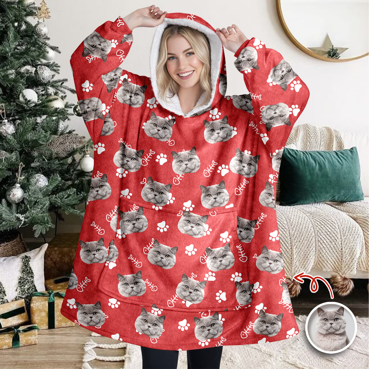 Custom Dog Cat Face Photo With Colorful Background Hoodie Blanket HA75 898284