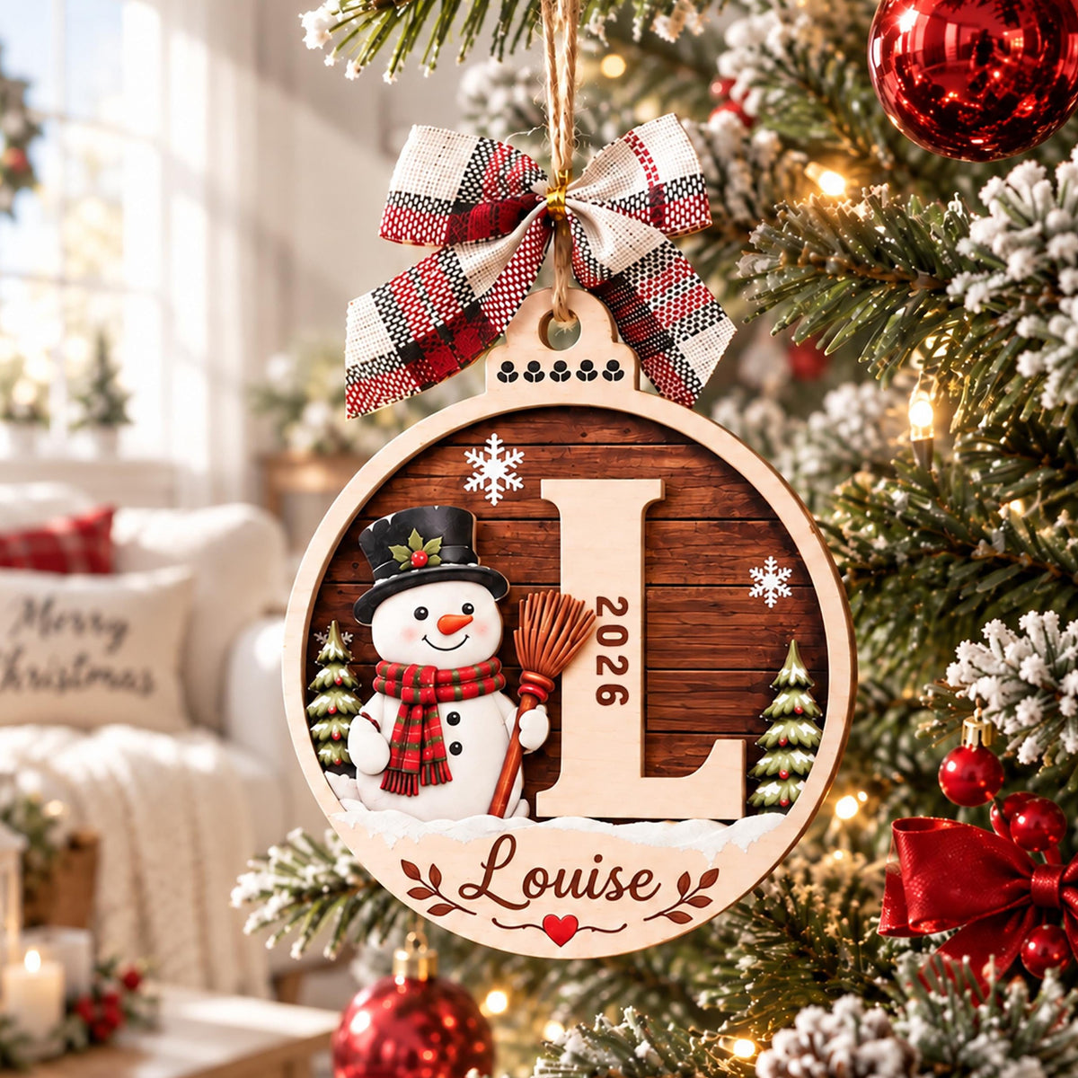 Personalized Initial Christmas 2 Layers Wooden Ornament, 2026 Keepsake Gift LM32 670493