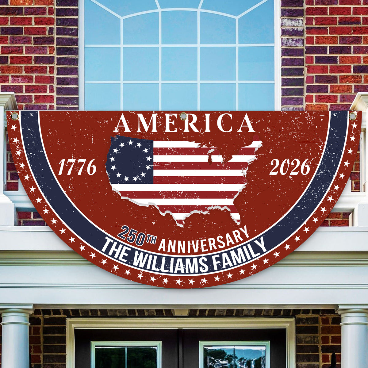Personalized Family Name America 250th Anniversary Non-Pleated Fan Flag HA75 920286