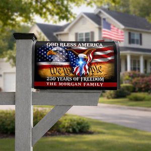 Custom Name God Bless America - 250 Years Of Freedom Patriotic Mailbox Cover HO82 901034