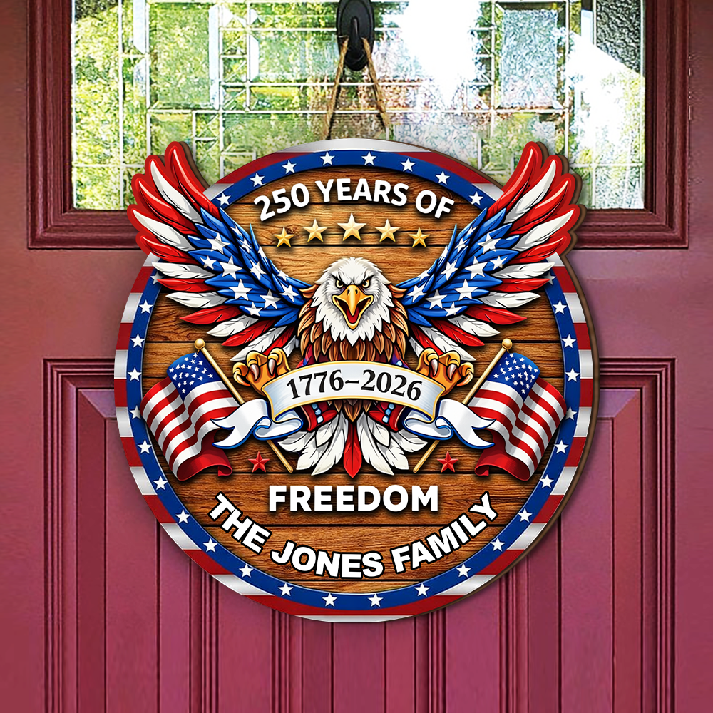 Personalized Family Name 250 Years of Freedom Eagle Door Sign HA75 920920