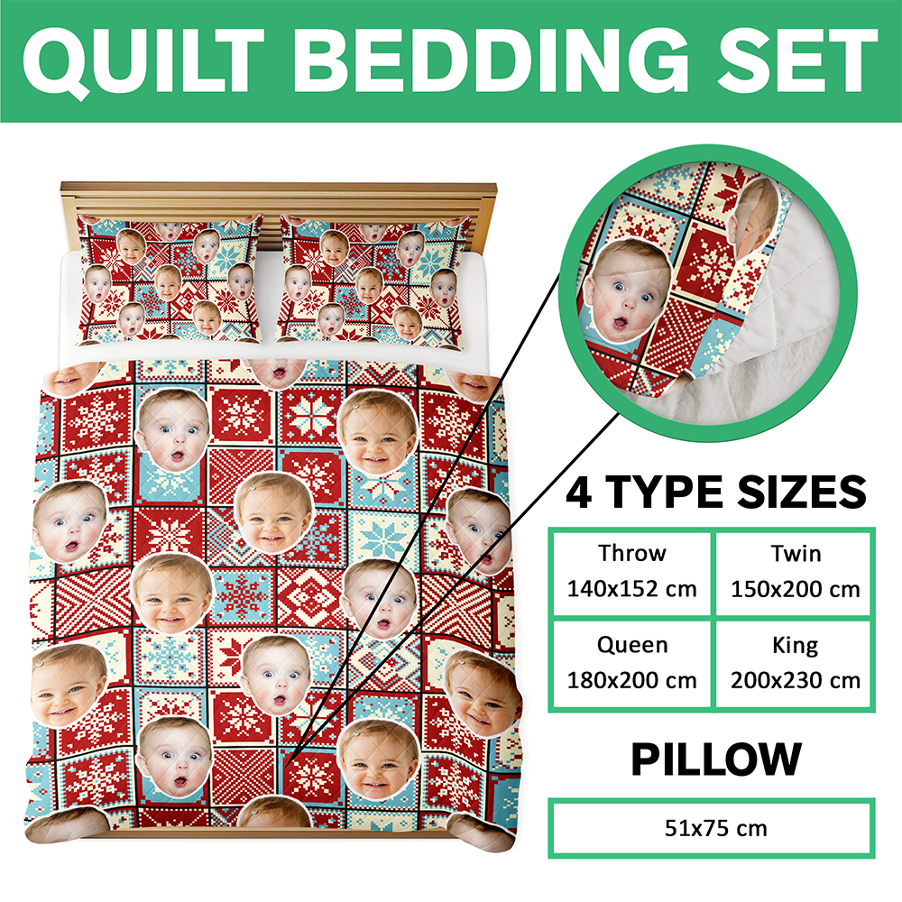 Custom Christmas Family Photo Bedding Set CH07 899936