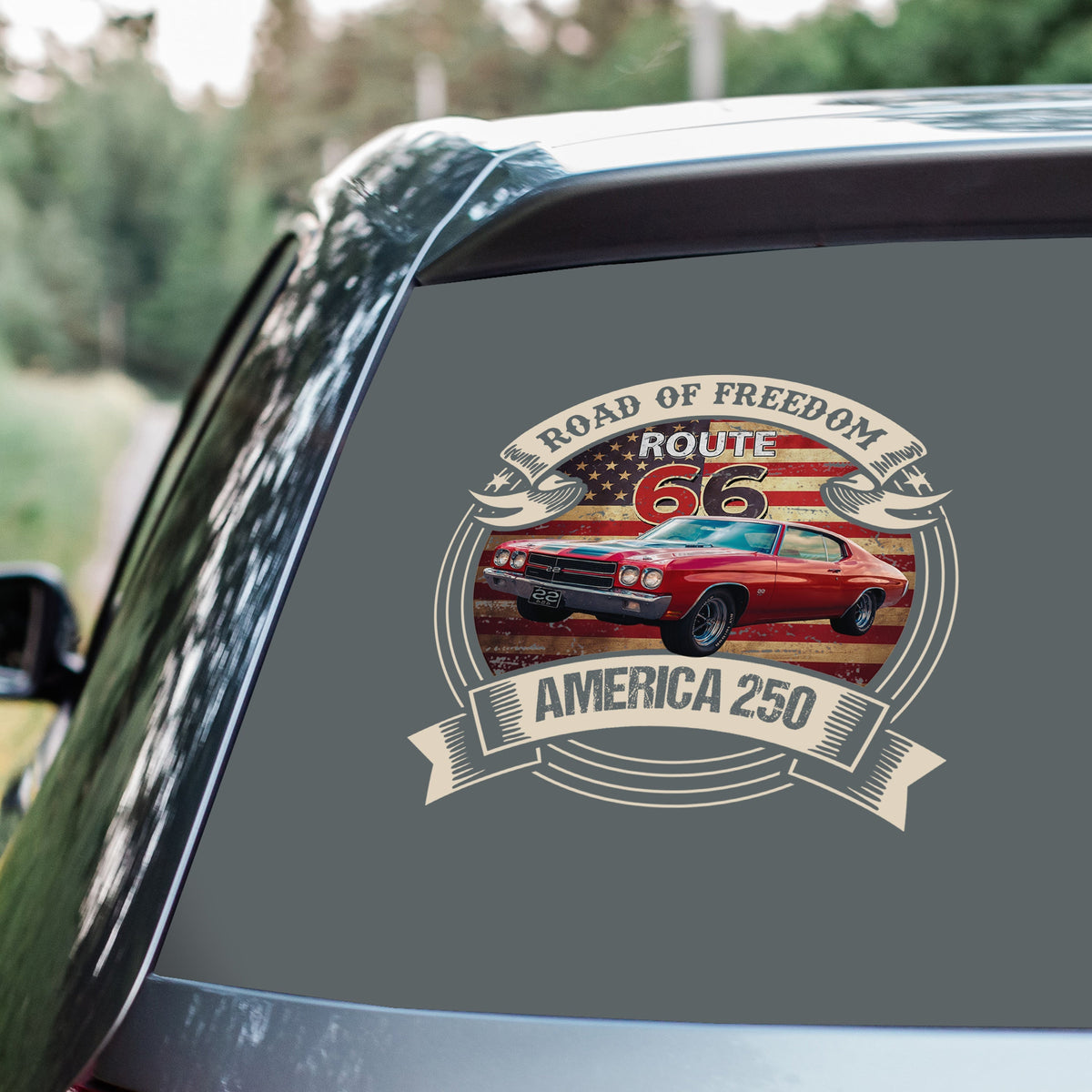 Custom Car  Photo Route 66 Road Of Freedom American 250 Car Window Decal Sticker TH10 898501