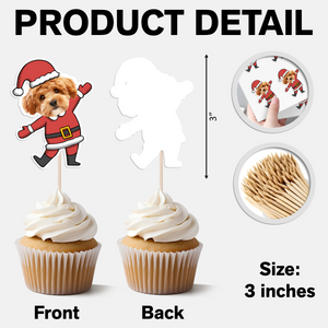 Custom Funny Dog Photo Christmas Cupcake Toppers Xmas Decor TH10 894767