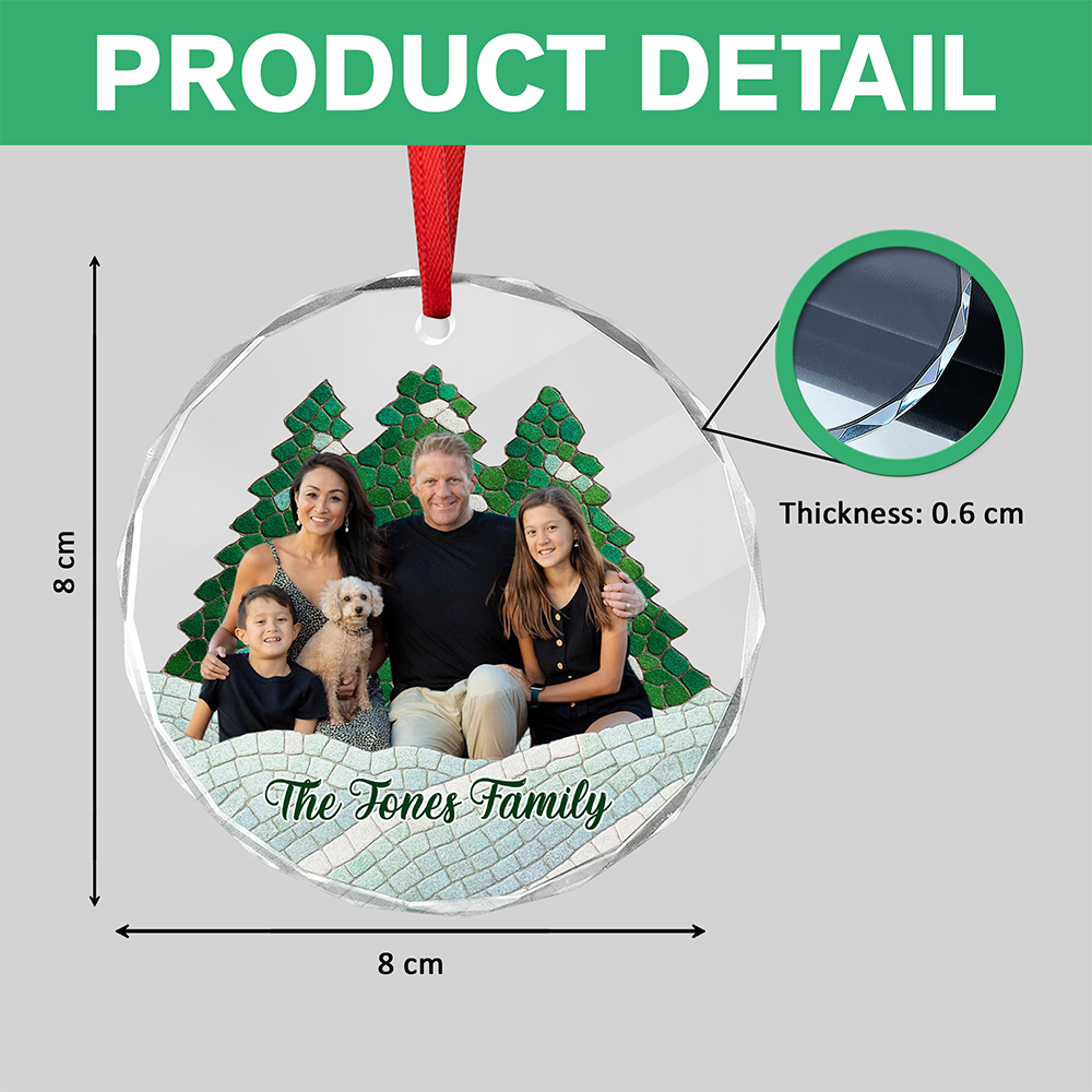 Custom Photo Family Mosaic Style Glass Ornament Christmas Gift LM32 895051