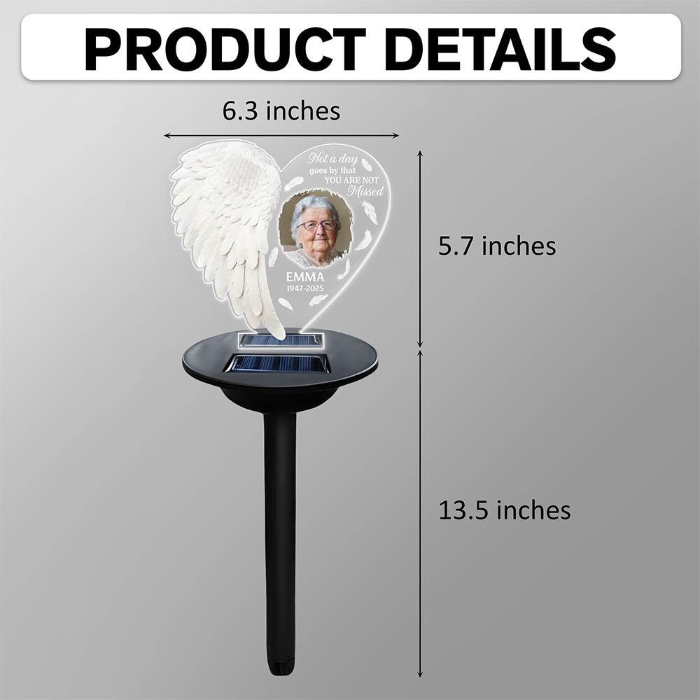 Custom Photo You Are Not Missed Angel Wings Memorial Solar Light TH10 896053