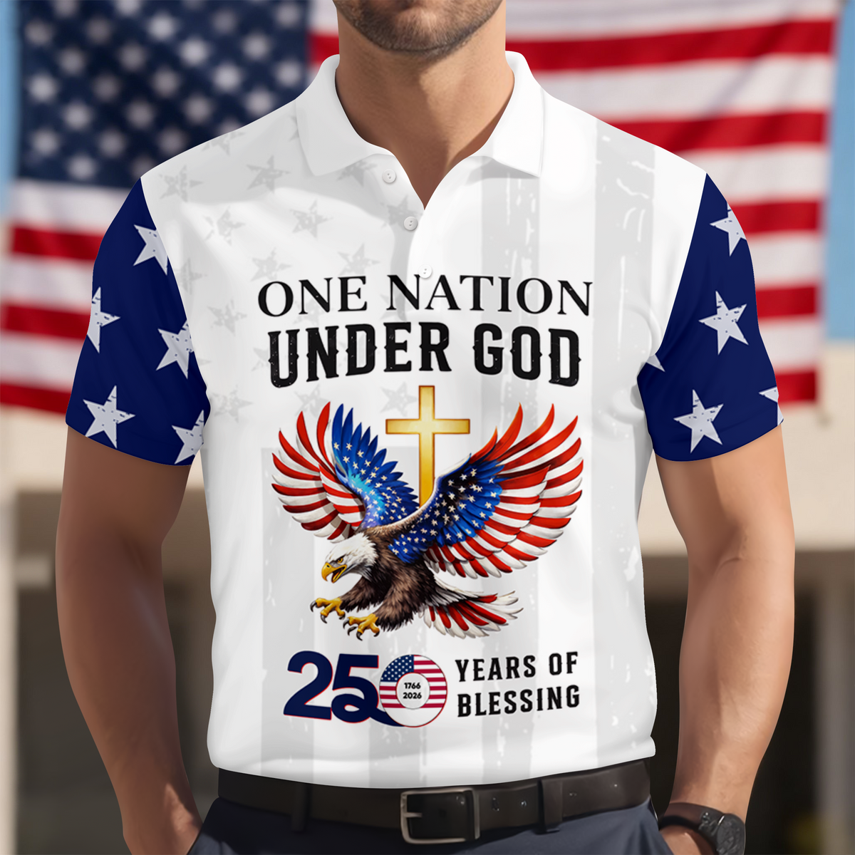 Personalized One Nation Under God America 250th 1776-2026 Polo Shirt LM32 899607