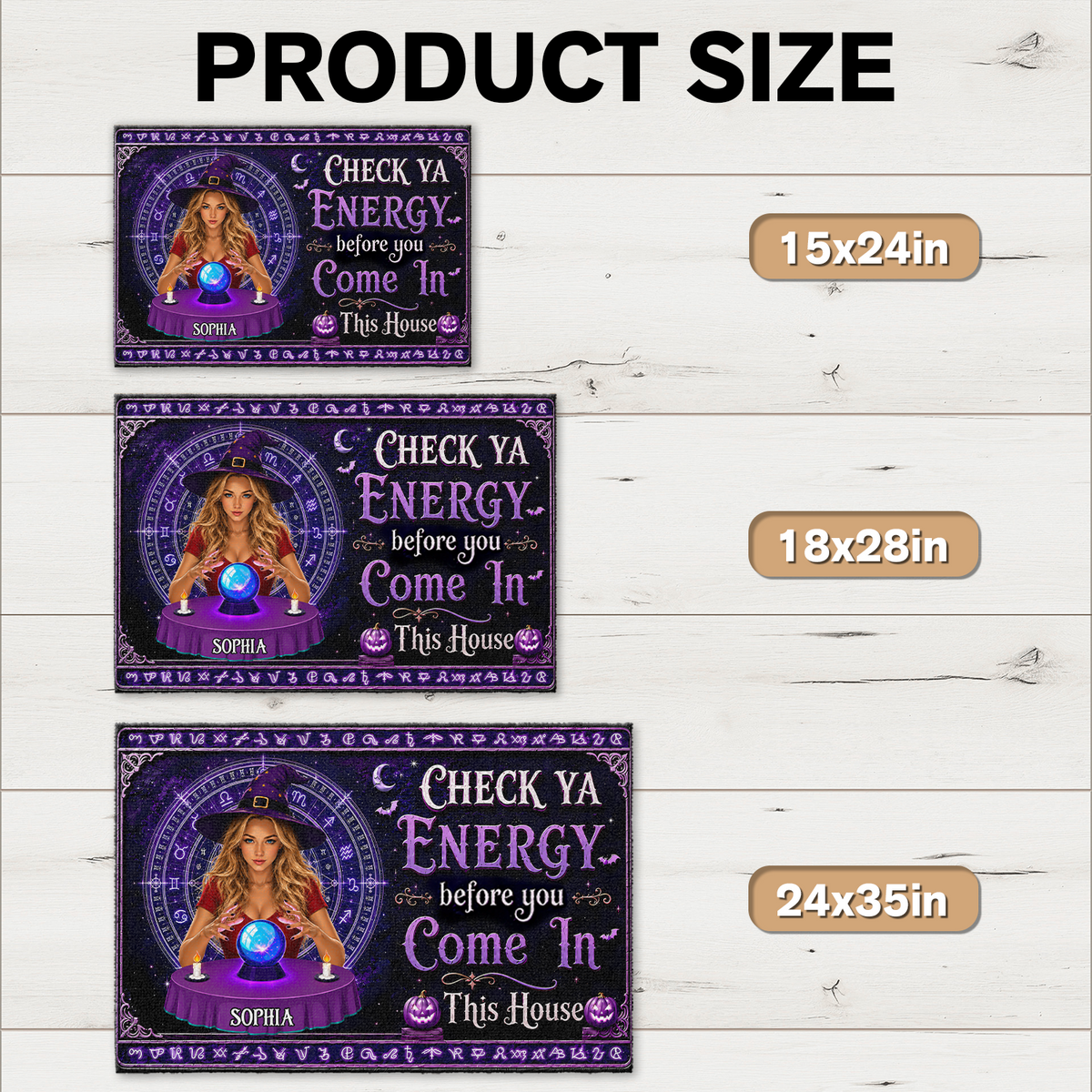 Custom Photo Check Ya Energy Before You Come In This Witch Halloween Welcome Doormat CH07 180176