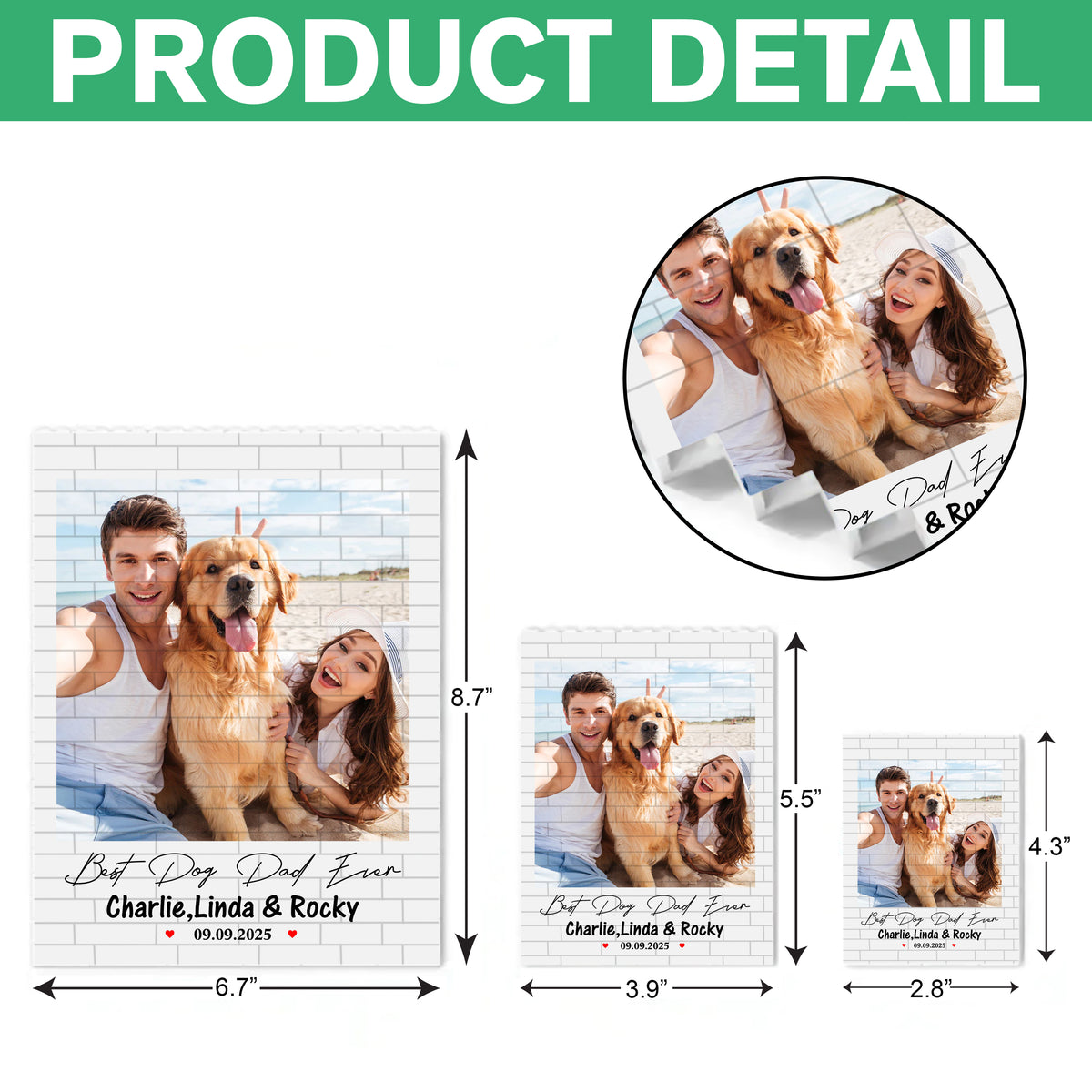 Custom Photo Best Dog Dad, Dog Mom Ever Building Block TH10 898851