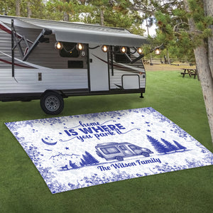 Personalized Camping Patio Rug Toile De Jouy Style For Happy Campers HA75 892656