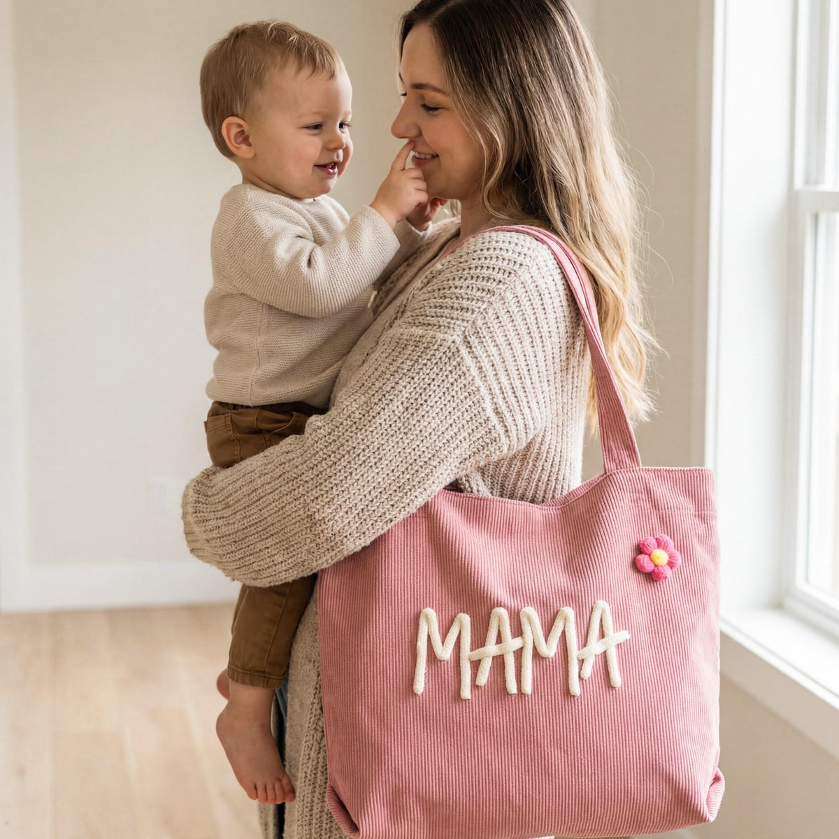 Personalized GIGI Corduroy Chunky Yarn Tote Bag, Mother's Day Surprise Gift for Grandma LM32 899769