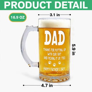 Thanks Dad We Woof You New Version - Personalized Beer Glass Mug TH10 892567