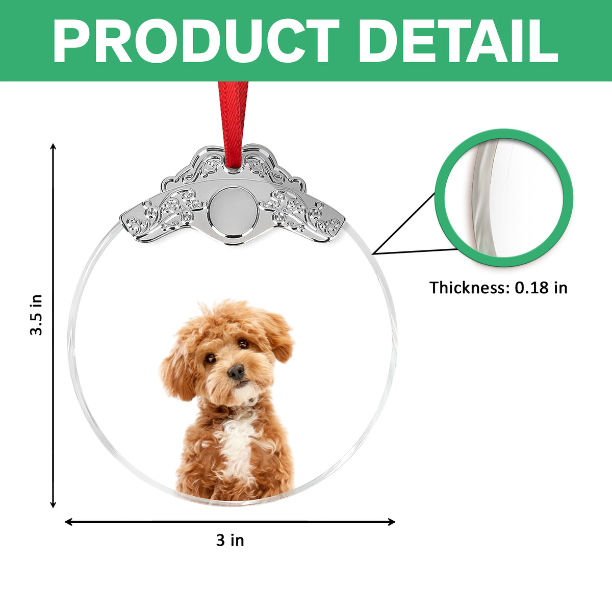 Custom Photo Dog Metal Top Glass Ornament For Christmas TH10 894881