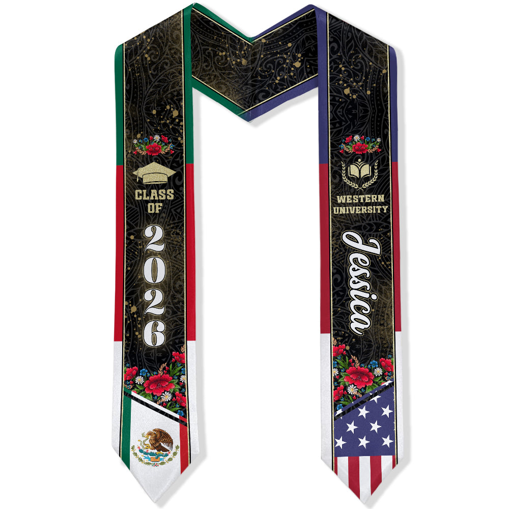 Personalized Country Flag Graduation Stole Sash – Class of 2026 Custom Graduation Gift HA75 898894