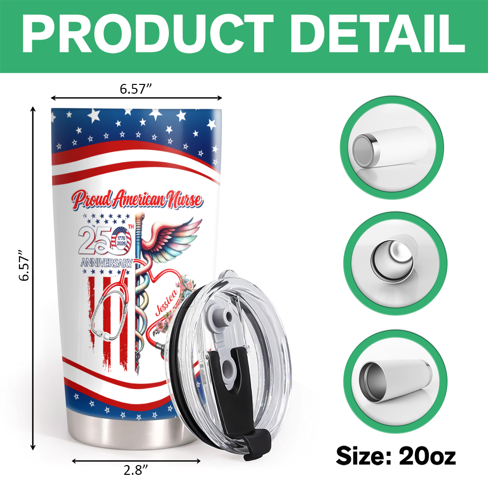Custom Name Proud American Nurse With America 250 Fat Tumbler HO82 901294