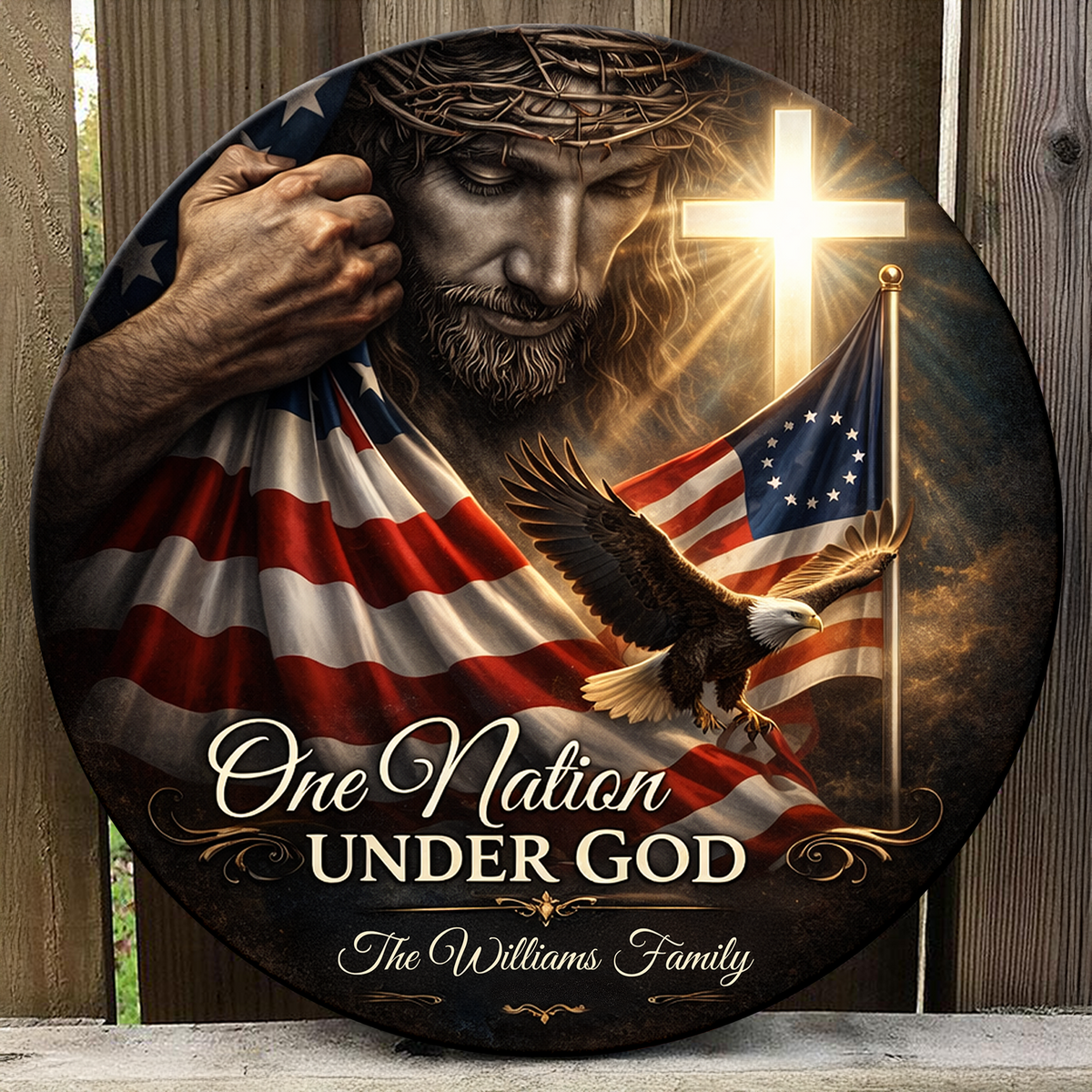 Custom Family Name One Nation Under God USA 250 Anniversary Doorsign TH10 898841