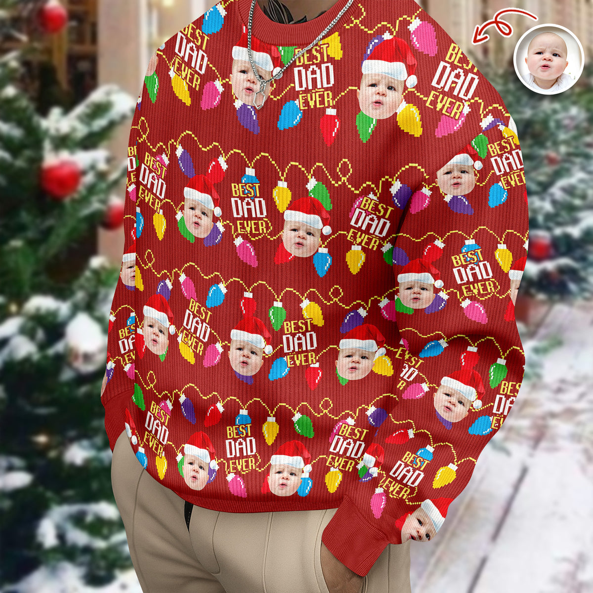 Custom Photo Christmas Best Dad Ever Ugly Sweater Gift For Family HO82 900416