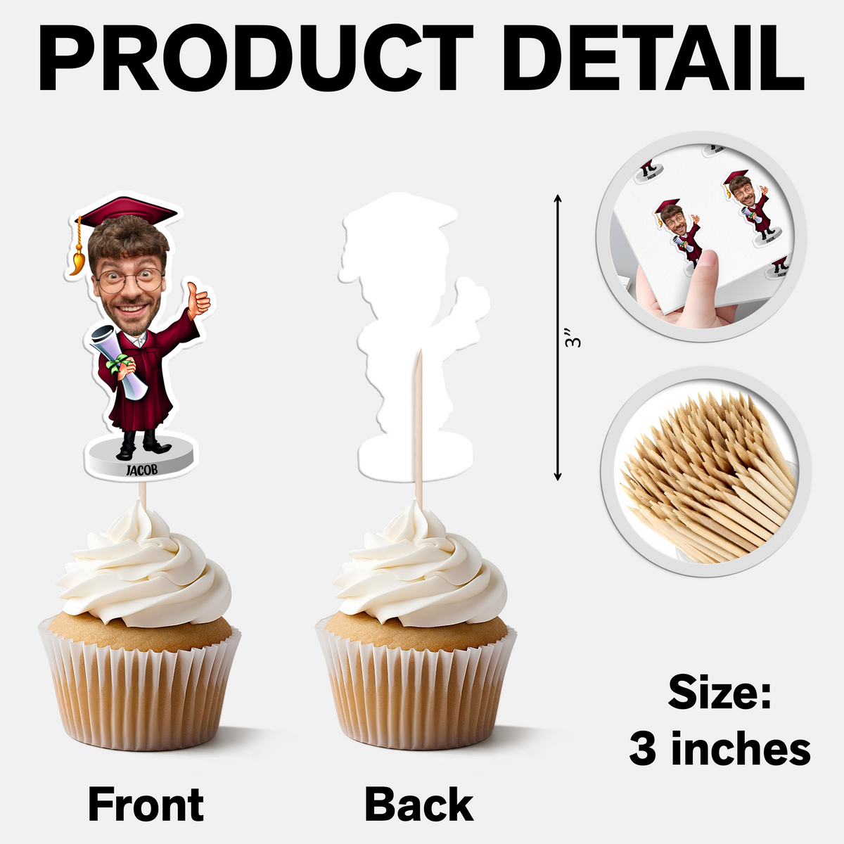 Custom Graduation Photo Acrylic Cupcake Topper Gifts For Graduation HO82 901400