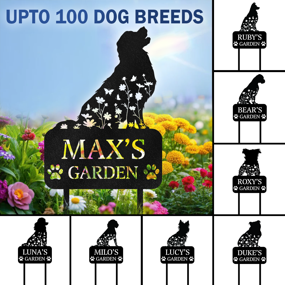 Custom Name Dog Garden Grave Marker - Personalized Pet Memorial Garden Stake HO82 902184