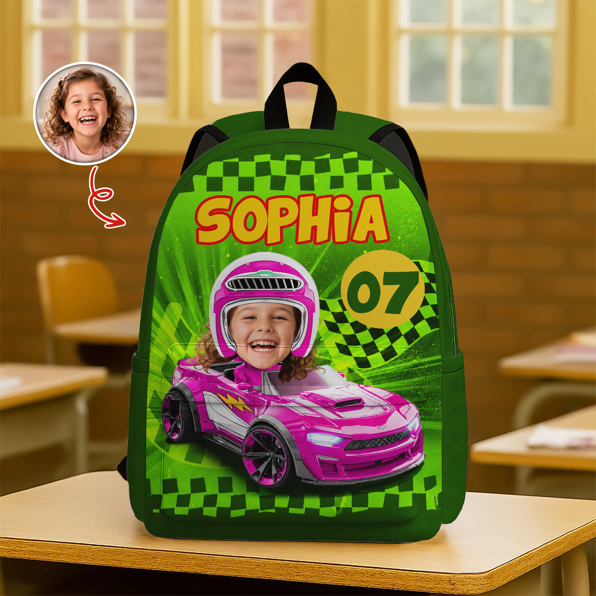 Custom Kid Photo Racing My Own Way Personalized Backpack HA75 921638