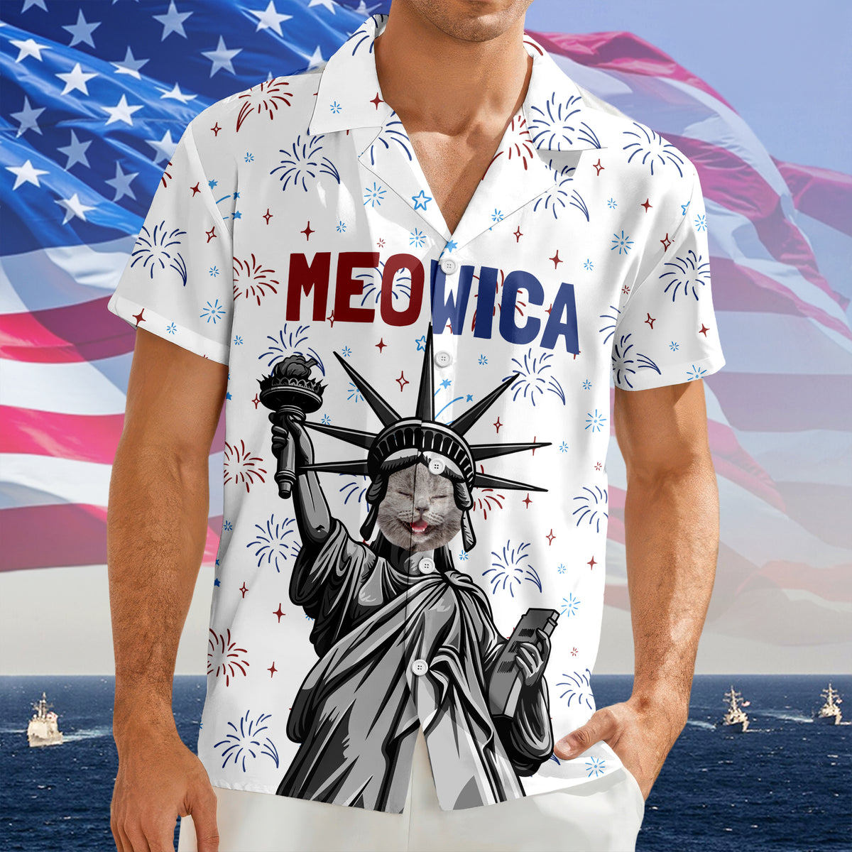 Custom Cat Photo Meowica Hawaii Shirt TH10 169433